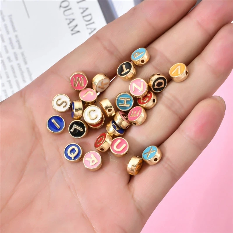 8mm Enamel Letter Beads 26 English Alphabets for Jewelry Making DIY  Handmade Craft Accessories