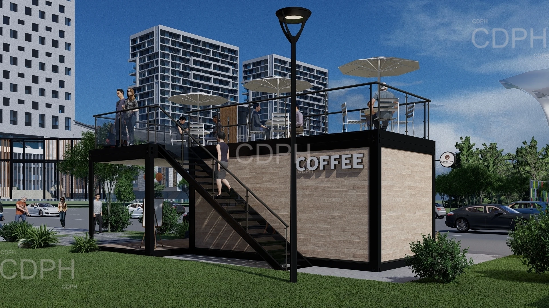 Prefab Custom Mobile Shipping bar Coffee Shops Modular Building Container Restaurant