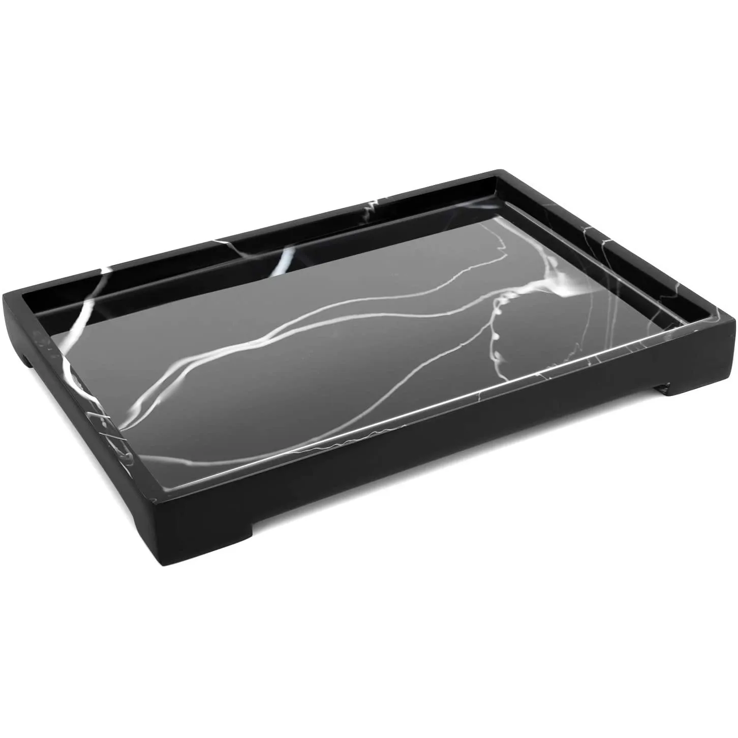 Polyresin Bathroom Storage Home Use Resin Faux Marble Trays Vanity