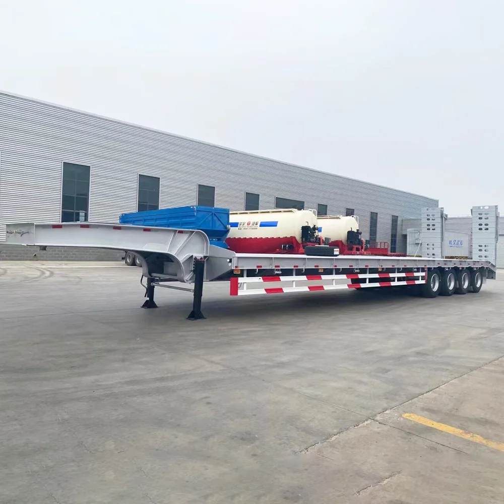 ZW Group Customize Heavy Duty 80T 4 Axles Lowbed Semi Trailer Equipment Hauler Lowboy Truck Trailer for Zambia