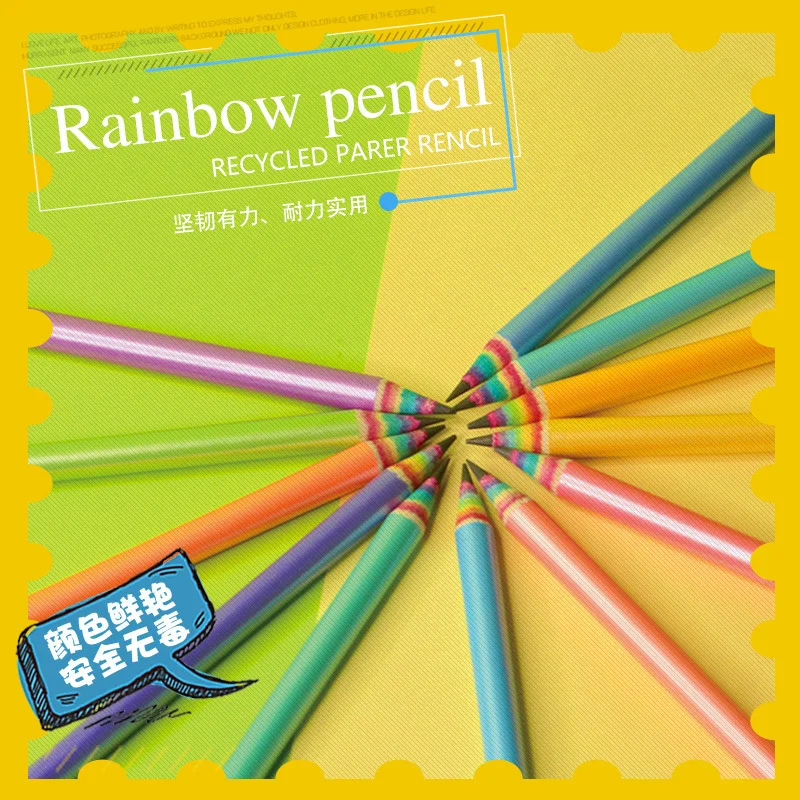 Горячий продавать зеленый карандаш рециркуляции могут быть переработаны. Дешевые радужные карандаши настроены логотип