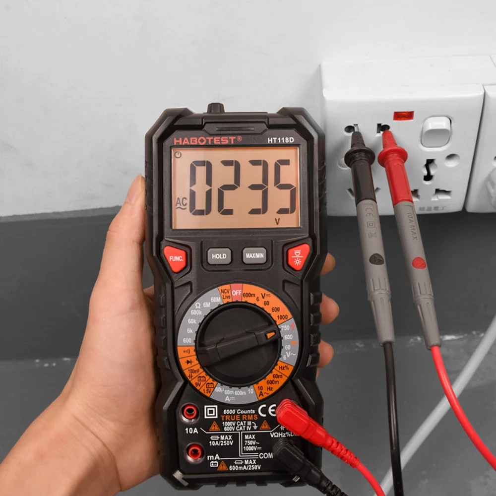 Kingsdun HT118A Professional Digital Multimeter with Test Probe Leads True RMS Auto Range Digital Multimeter Tester