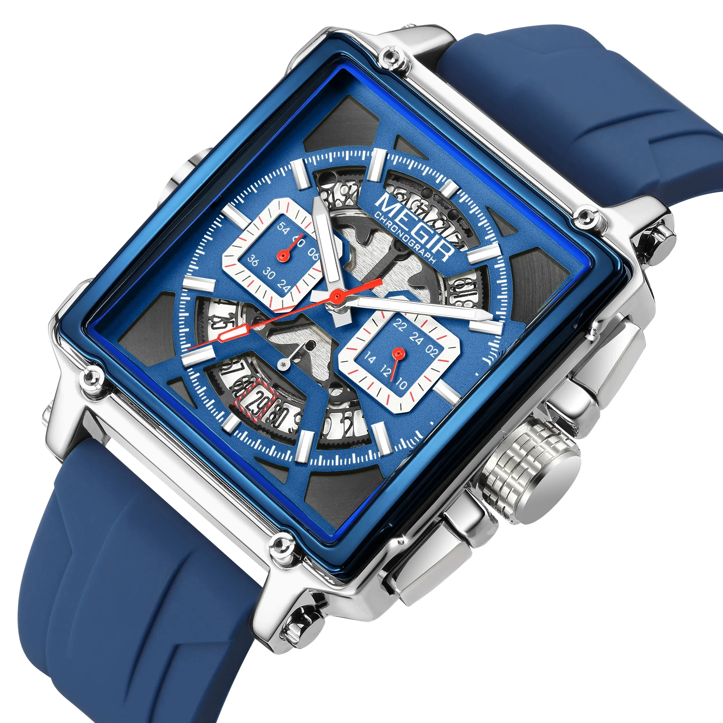 MEGIR Men's Analogue Quartz Sports Wrist Watches Chronograph Luminous Big Face with Soft Silicone Strap 2208 Green MEGIR - Fusion