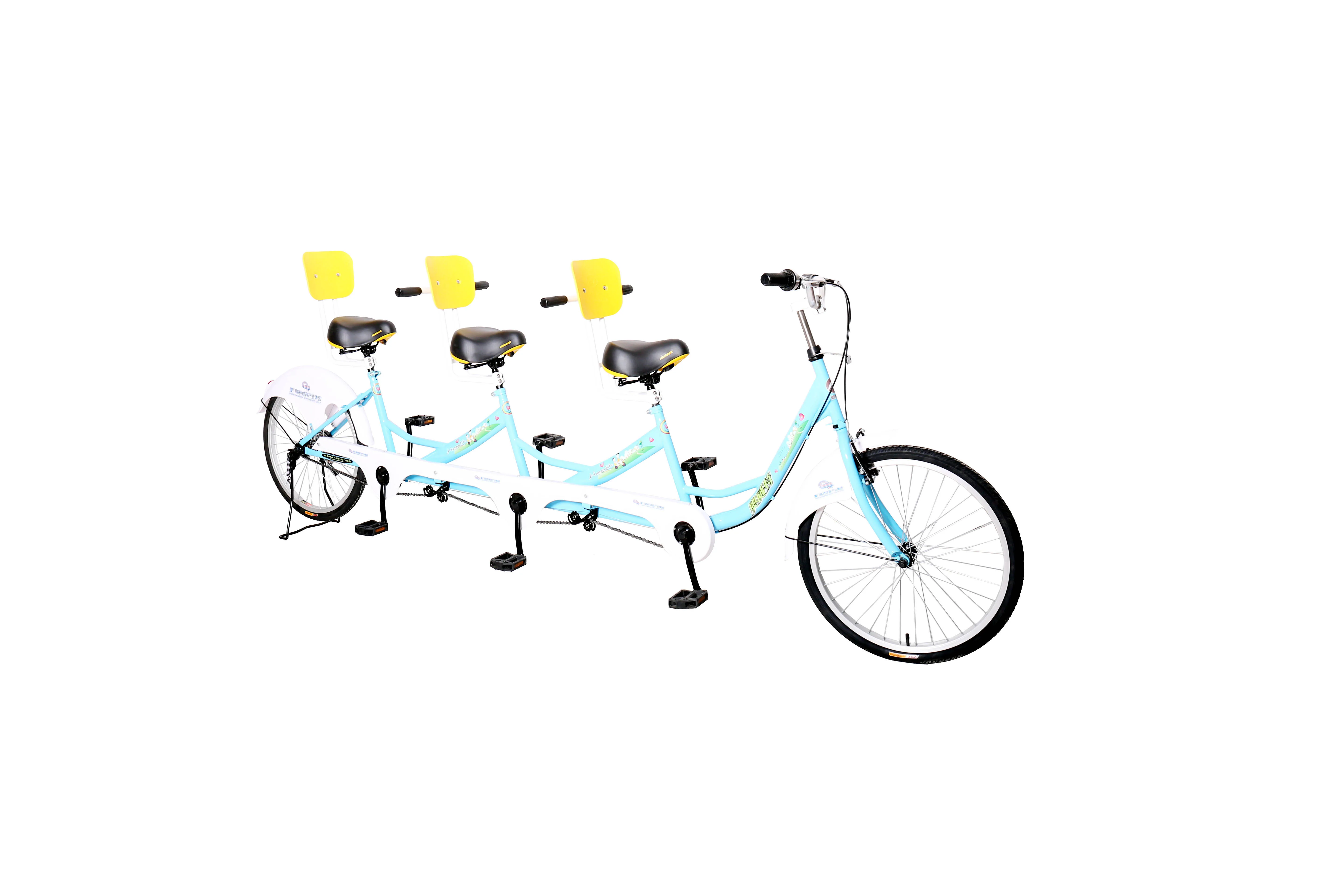 2024 New Two Wheel Three Seat Family Bicycle tandem Vehicle with Backrest