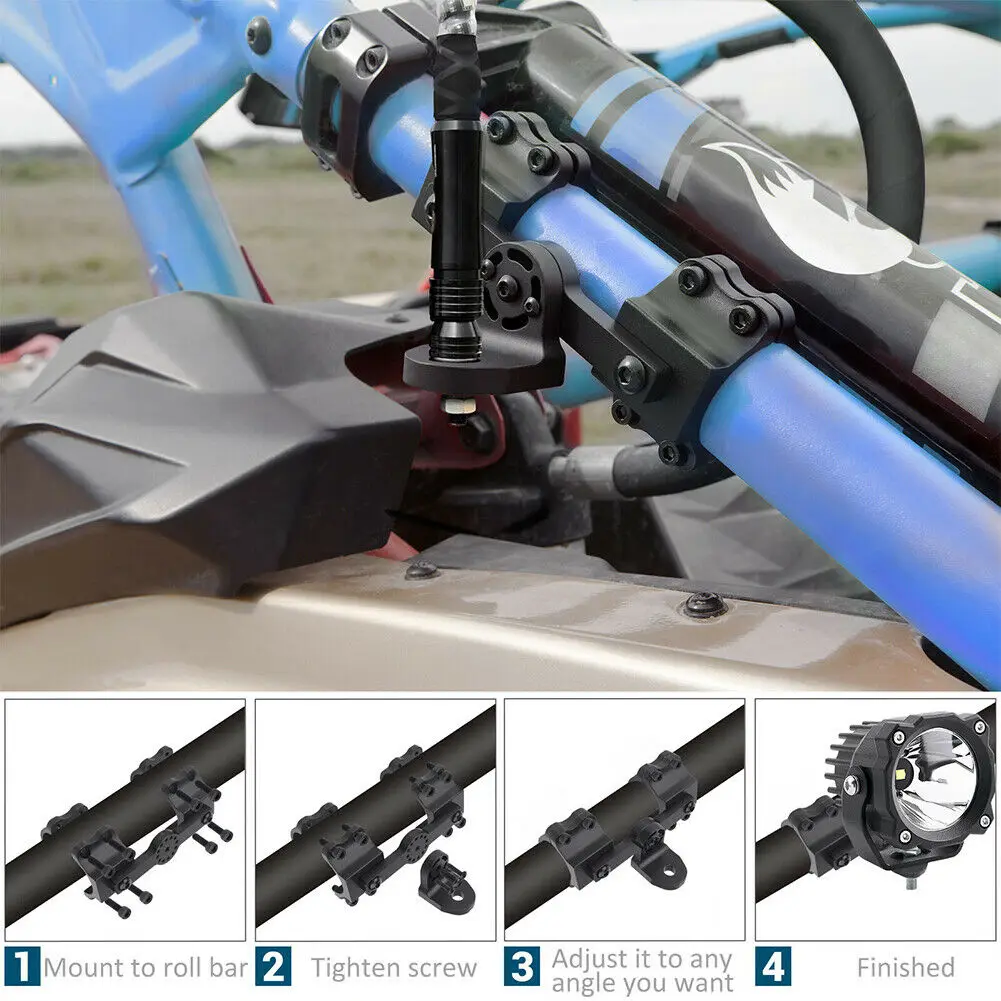Refitting Utv Atv Mount Brackets For Led Whip Light Bar Fit 1.75" To 2