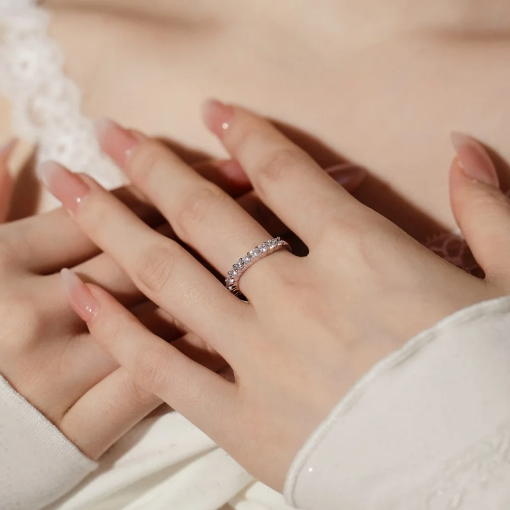 KAKODIY High Quality Jewelry 925 Sterling Silver Eternity Wedding Ring 5A Zirconia Geometric Curve Women's Bridal Dress Up Ring detail 3