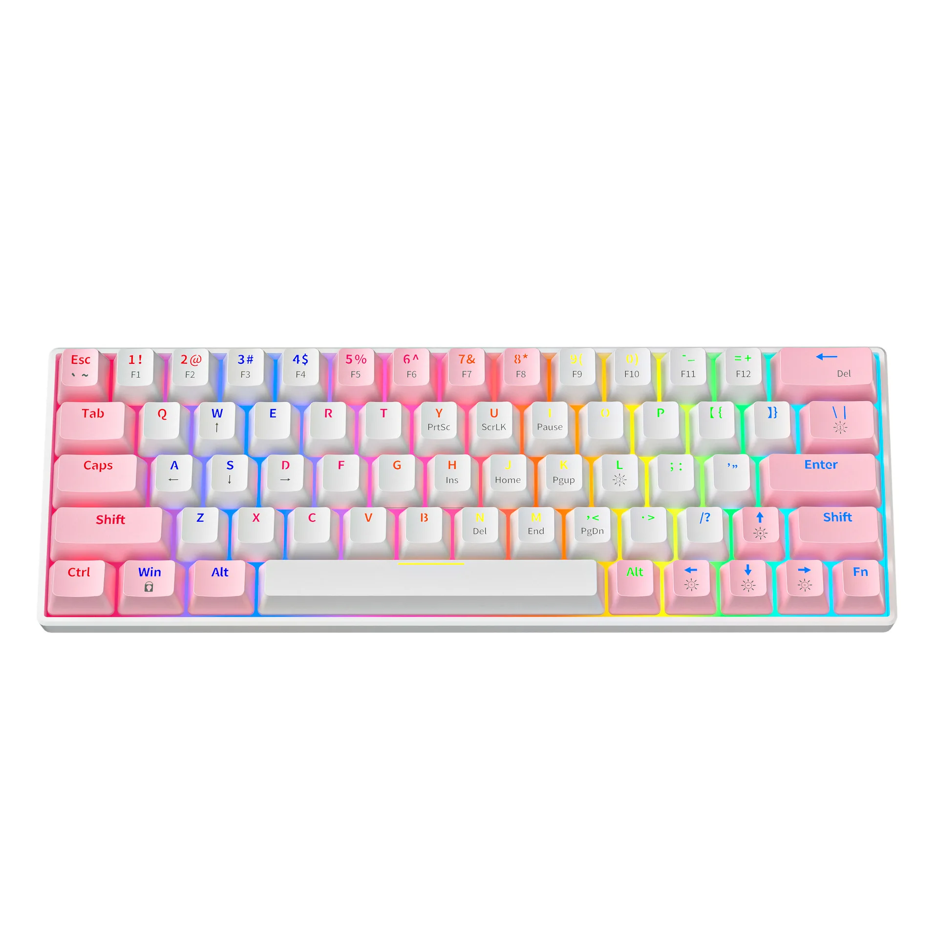 GS61 RGB-61 Pink: Tastiera Meccanica 60% RGB Con Interruttori Rossi Lineari E Tasti PBT, Cablata USB-C Per Giocatori PC