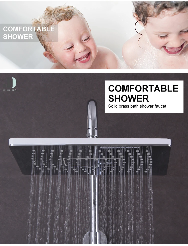 Juego de columna de ducha de baño cromado montado en la pared con función de 3 vías de fábrica