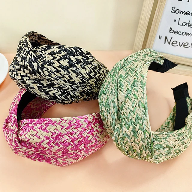 Factory New Boho Headband Simple Raffia Braided Hairband Fashion Wide Hair Accessories