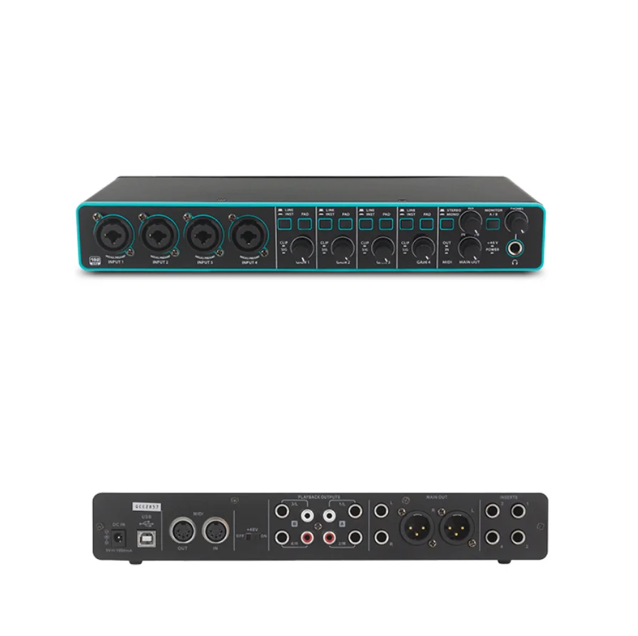 Factory Usb Pc Computer Sound Cards 4 Input Audio Interface Music Live Studio Recording Equipment Professional