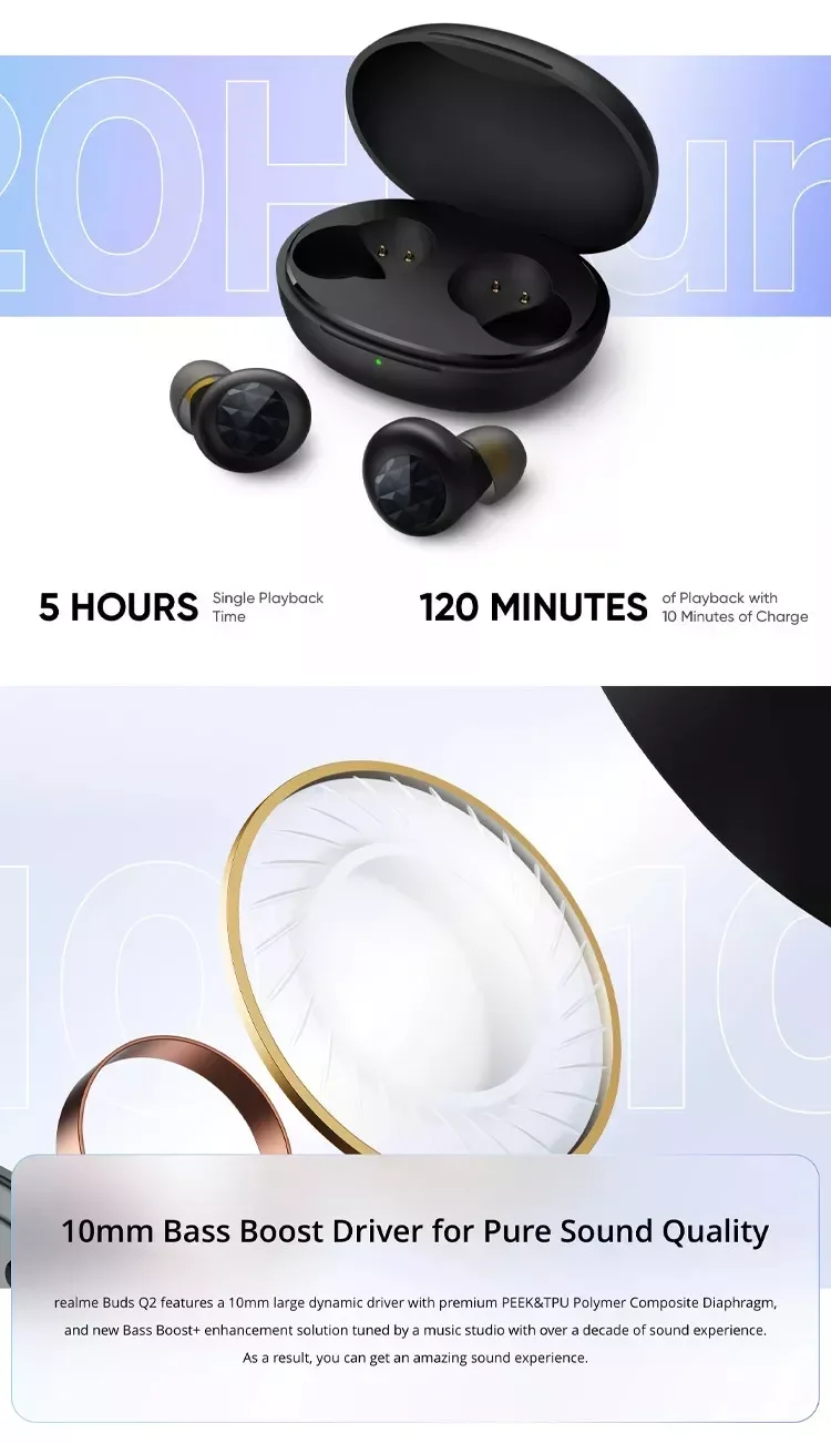 Bass Boost Q Buds Realme Bluetooth Headset Realme Buds Q Wireless