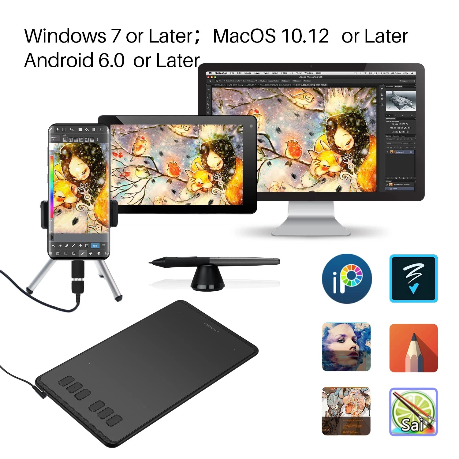 Huion Digit Signature Animation Drawing Tablet Professional Design