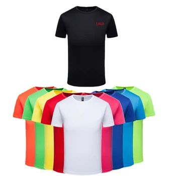 Polyester 180 gsm Quick Dry Unisex Men's Short Sleeve Solid Pullover Crewneck Sports Election Promotion t shirt