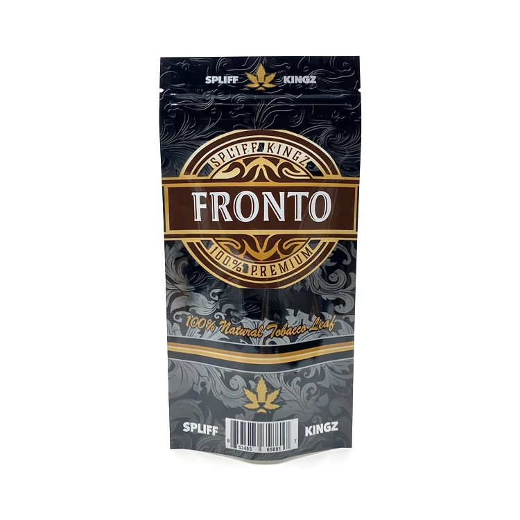Cheap Customized Vertical Plastic Fronto Leaf Wrapper Zipper Pouch Crushed Grabba Package Coated Paper Carton