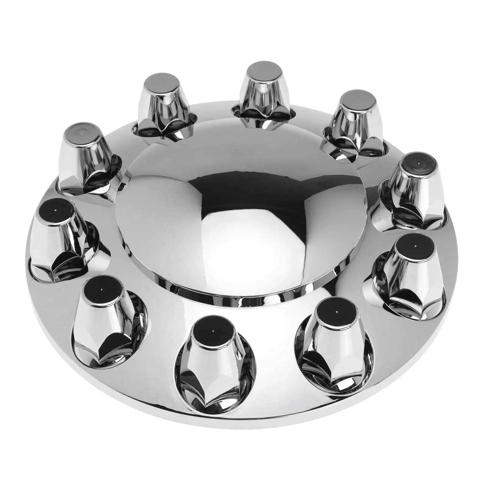 PINOMETAL Custom Removable Hub Caps Chrome Axle Cover Kit 33mm Hubcaps Front Rear Spiked Semi Truck Wheel Nut Cover