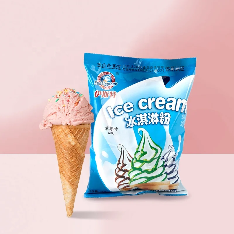 Оптовая продажа Клубничное мороженое порошок премикс горячая Распродажа гладкая сухая смесь для мороженого шоколадные добавки халяльная сертифицированная коробка