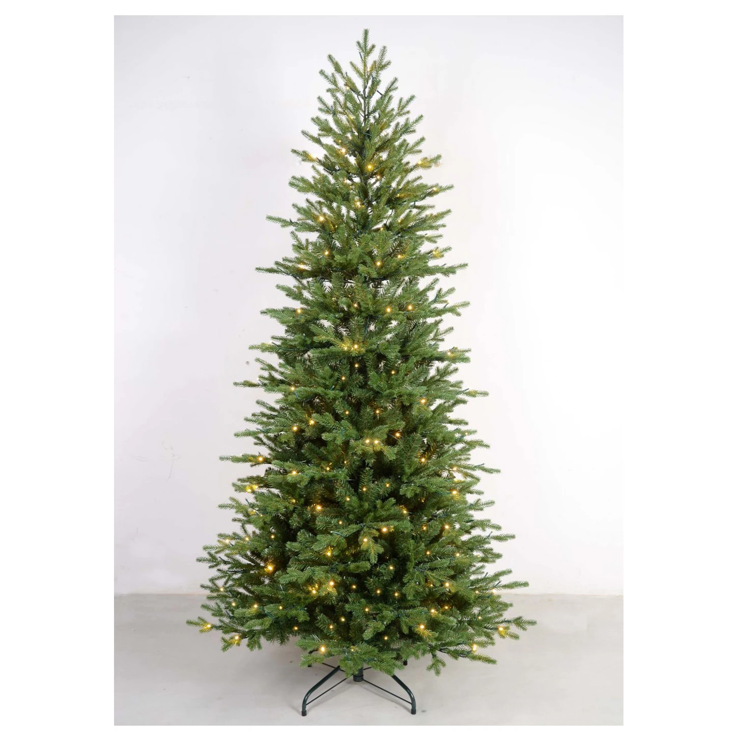 Natural LED PE PVC Artificial Christmas Tree with Hinged Structure Standing Base on Sale