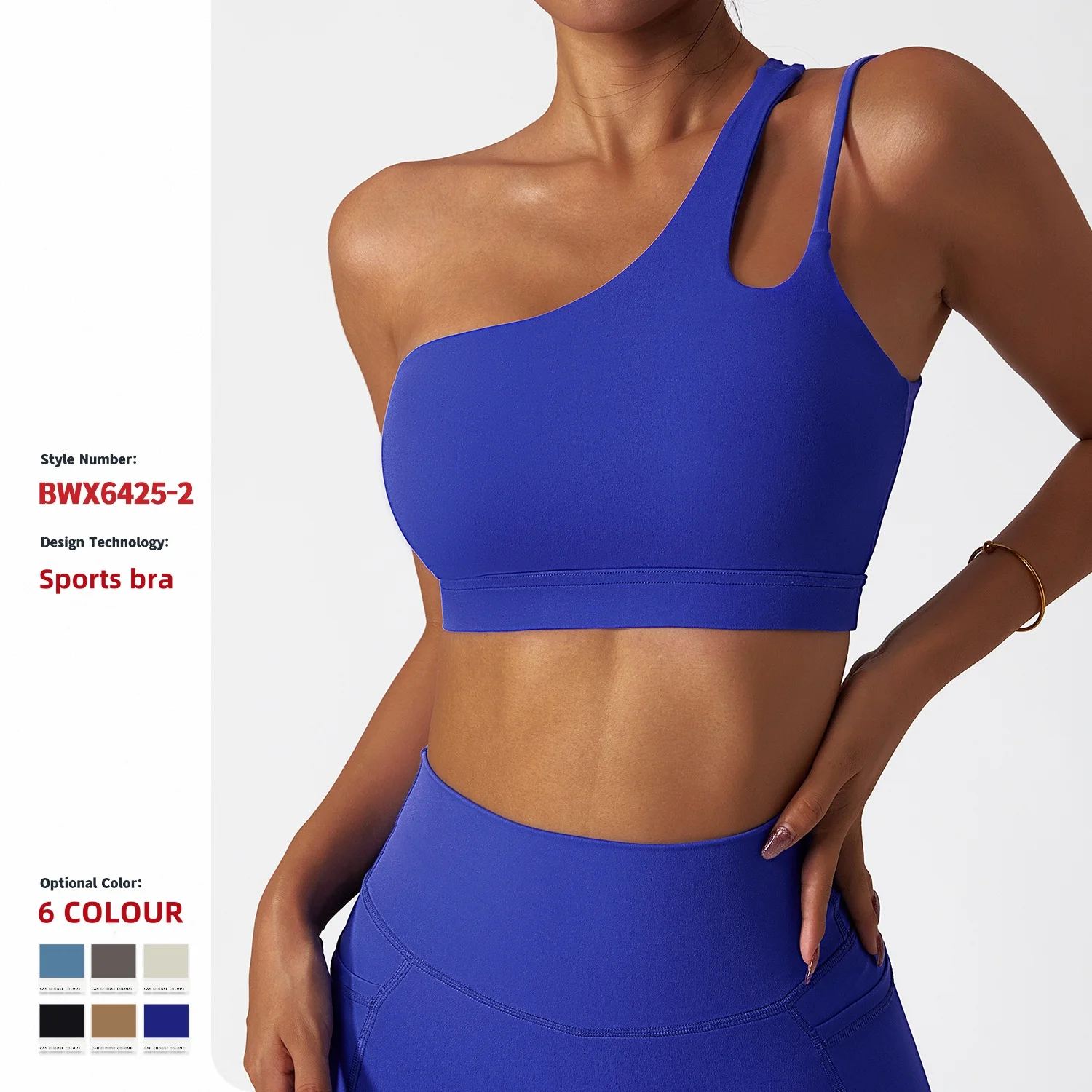 Damen individuelles Logo Sportkleidung unregelmäßiger Einzeltrager Yogabh BH Damen Sommer Fitness-BH atmungsaktiv Yoga Gym-Trage