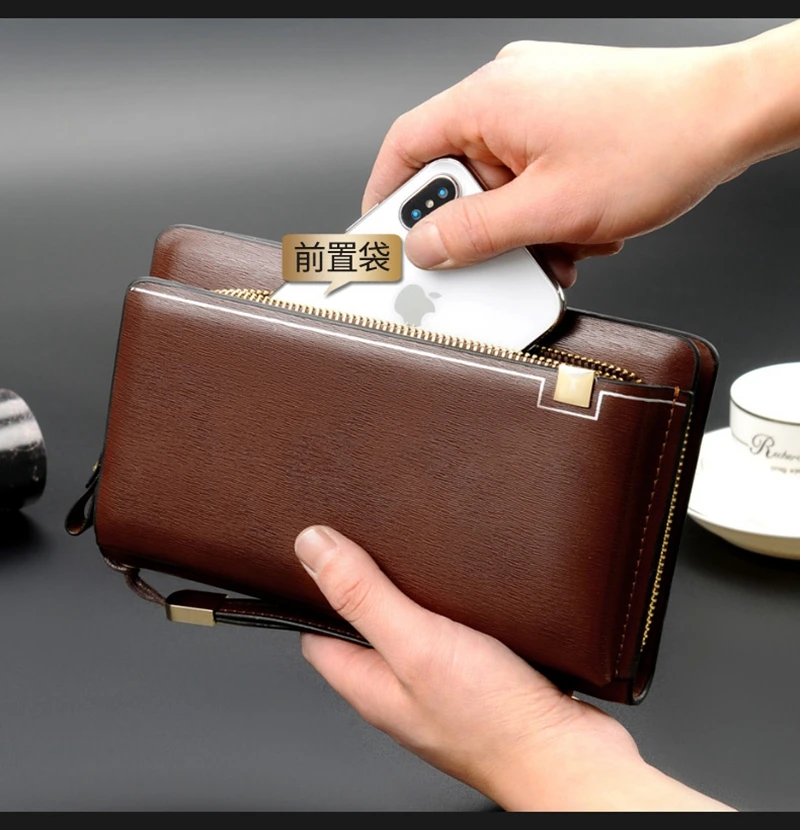 US$31.14-Luxury Wallet Men Clutch Bag Double Zippers Long Wallet