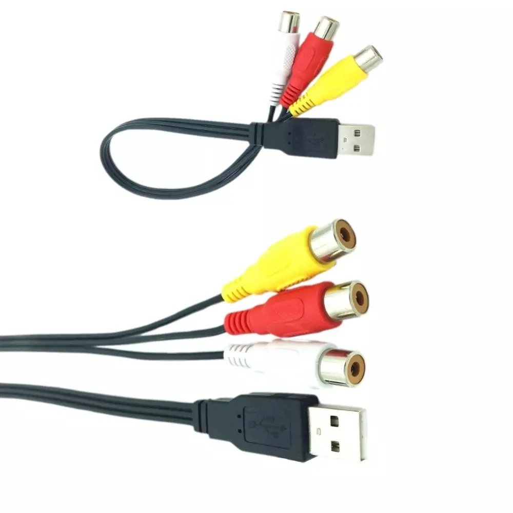 Adaptador USB macho A 3 RCA hembra, convertidor de Audio y vídeo, Cable AV  A/V, Cable USB A RCA para HDTV, TV y televisión, 1 unidad