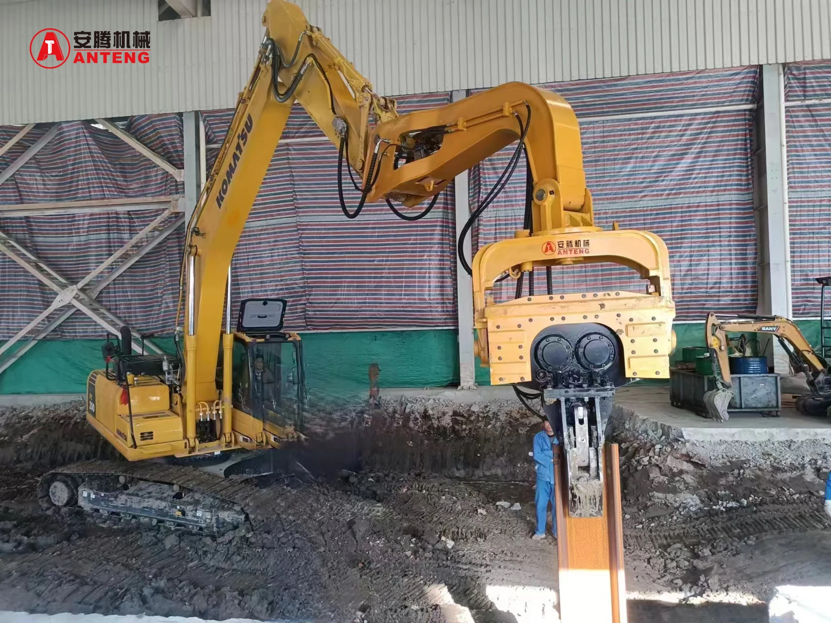 product manufacturer hydraulic excavator mounted pile driver v250 high frequency hydraulic  pile driver-3