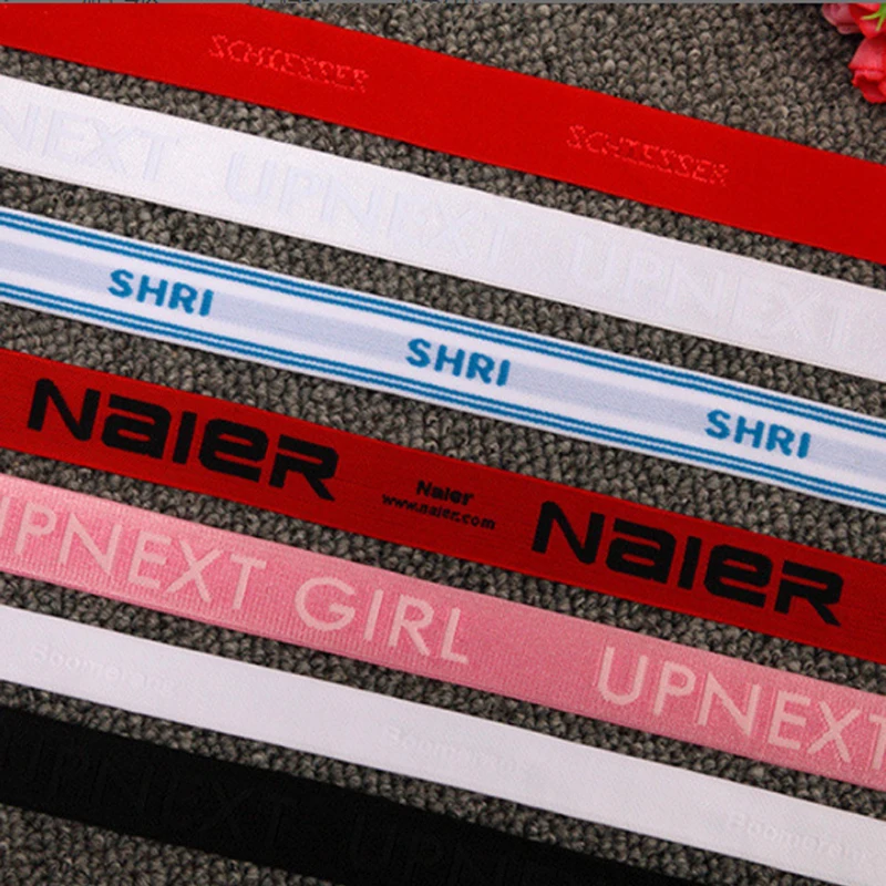 Custom Printed Jacquard Debossed logo Nylon Elastic Bands for T-shirt Sport Wear Woven Neck Tape Garment Back Black Neck Tape