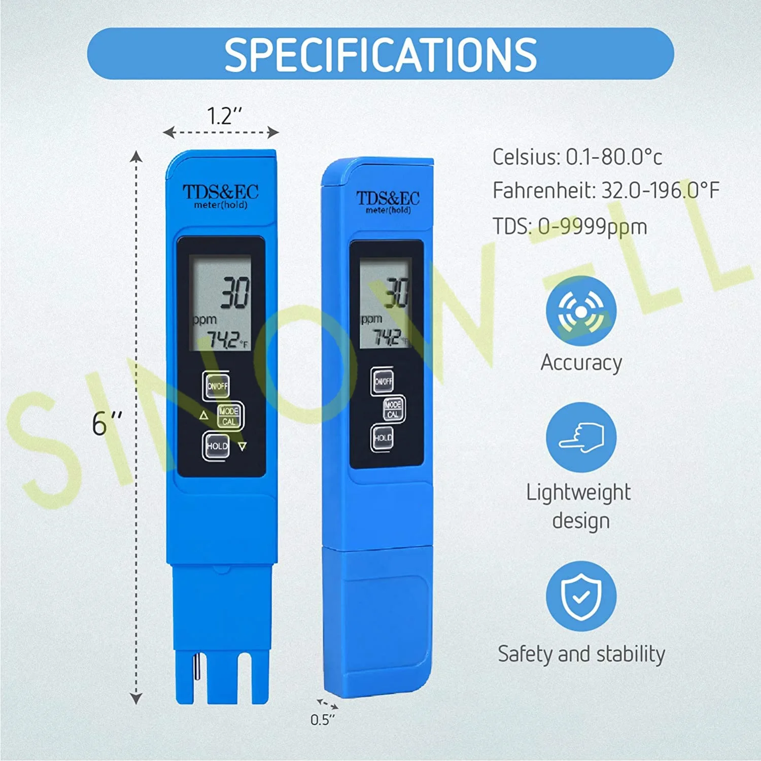 SINOWELL High Accurate Portable Handheld PH Meter and TDS Meter