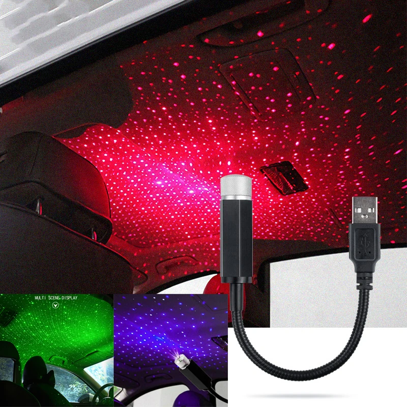 USB car atmosphère Light Auto Roof intérieur étoile de décoration