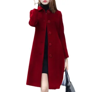 New Long Sleeve Coat Female Solid Color Slim Medium Long Cardigan British Style Autumn Winter Coat