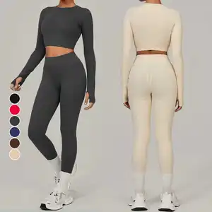 Women's European American Tight Sanding Yoga Quick-drying Fitness Suit Winter Outdoor Running Sports Suit