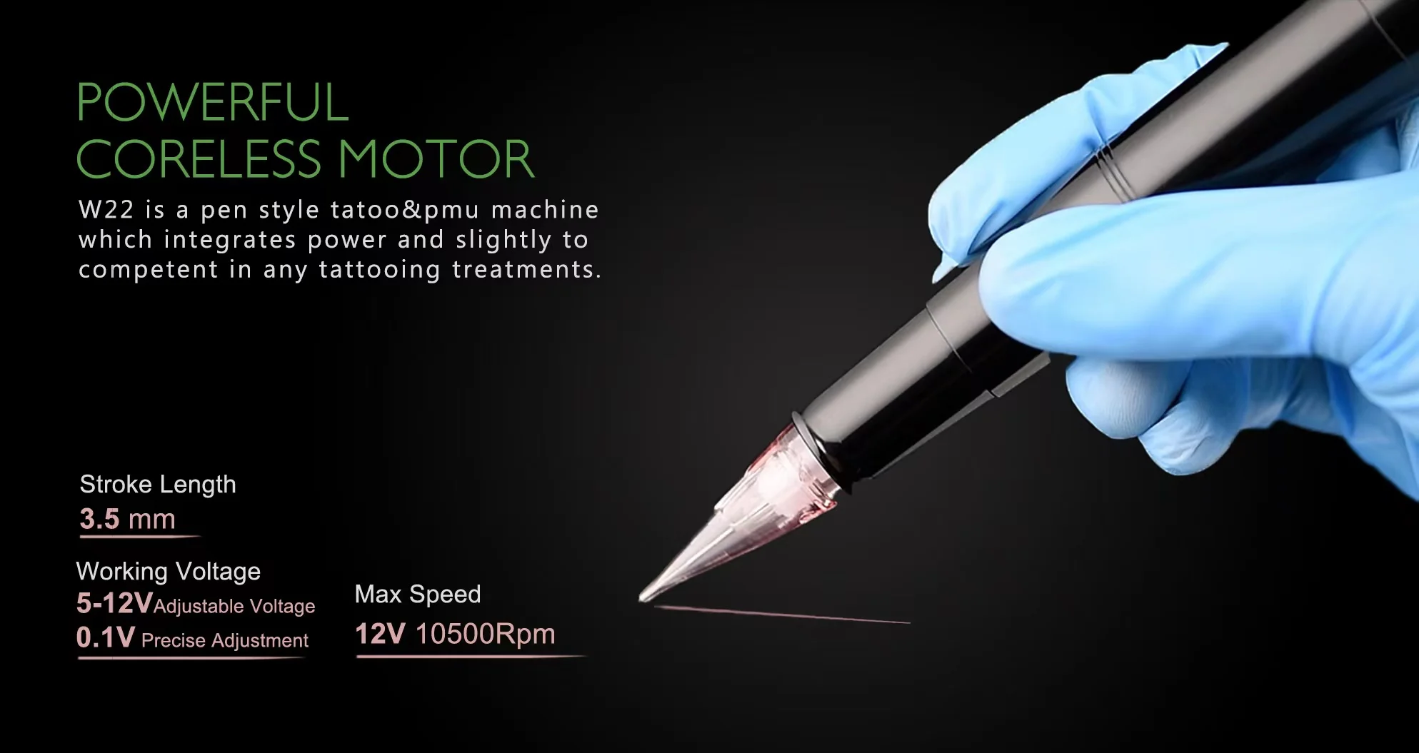 3.5mm Strokes Wireless Tattoo Machine Digital Microblading Battery