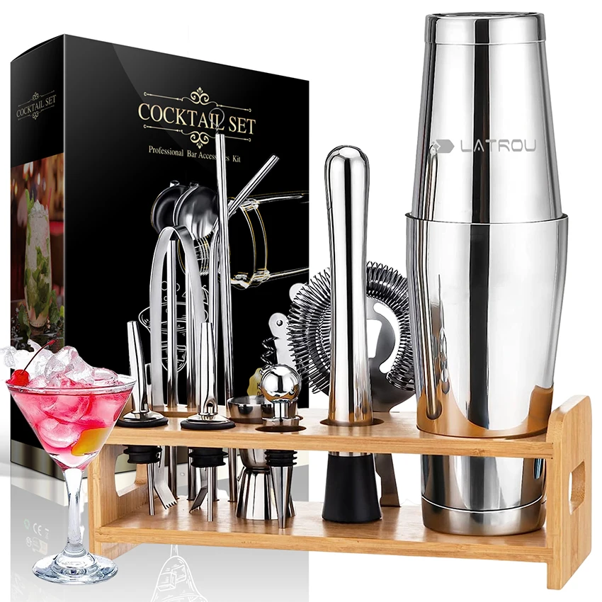 15 Piece Cocktail Gift Set Stainless Steel Cocktail Shaker Set