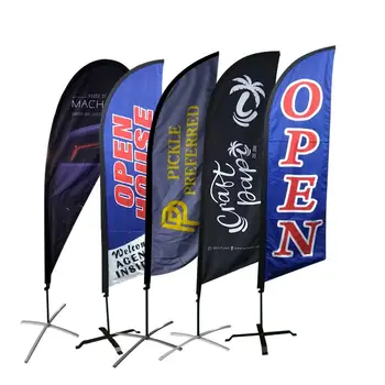 No Moq Free Sample Hot Selling Advertising Banner Exhibition Event Feather Flag With Tube Teardrop Flag