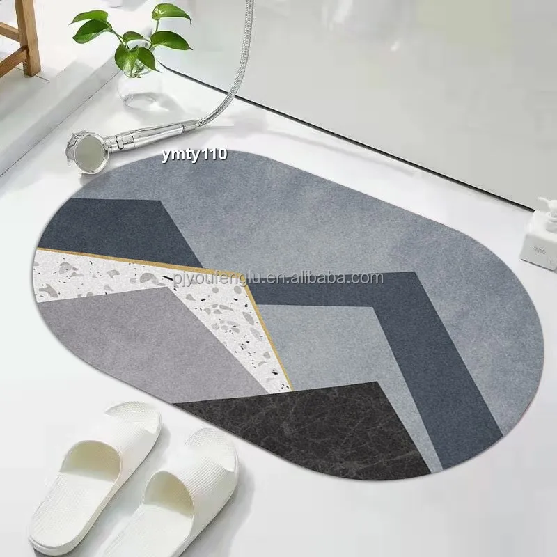 Non Slip 5D Diatom Mud Mats Super Water Absorbent Bathroom Rug Quick Drying Floor Mats For Blue Tulip 3D print Bathroom mat factory