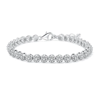 Classic round bag Tennis Bracelet S925 Sterling Silver-Plated 18K White Gold with Moissanite Diamond D Class