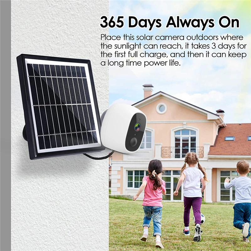 Solar WiFi Camera Rechargeable Battery Wireless Camera Outdoor Security Camera Home Surveillance Two Way Audio IR Night Vision