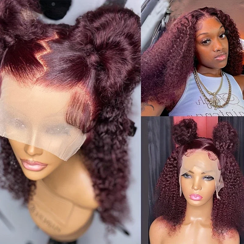 Burgundia veelainega inimese juustest parukas lühike bob-pitsparukas naistele_voghion.com