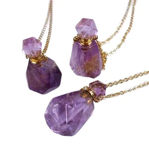 925 Silver Pendant Jewelry Gold Plated Necklace Crystal Perfume Bottle Necklace