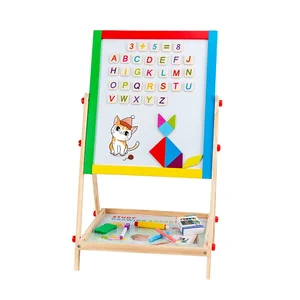 Hot Style All-in-one Wooden Kid's Art Wholesale Easel With Paper Roll and Accessories Pre-school Age Child Most Popular Toys