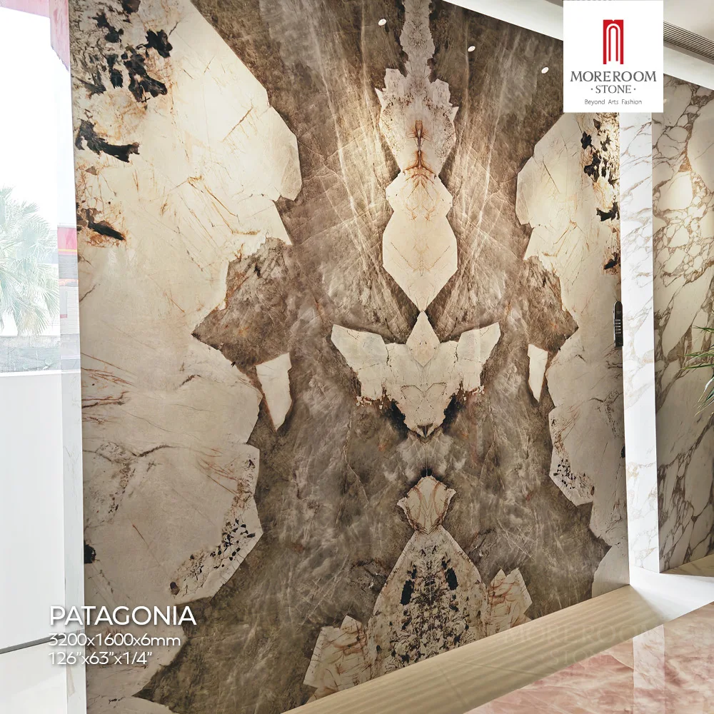 Brazil Patagonia Quartzite Porcelain Bookmatch Modern Interior