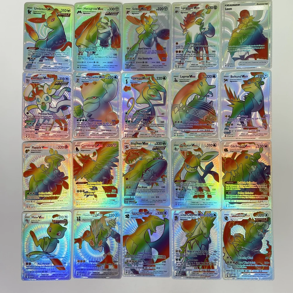 Rainbow Secret Rare Pokemon TCG Assorted Cards Lot Full Art Rainbow  Charizard VMAX Pokemon Silver Foil HOLO Cards