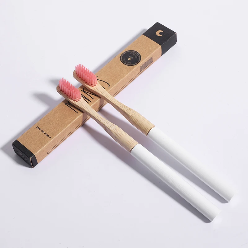 Customized Handle Color Bamboo Toothbrush Biodegradable With Colored Handle