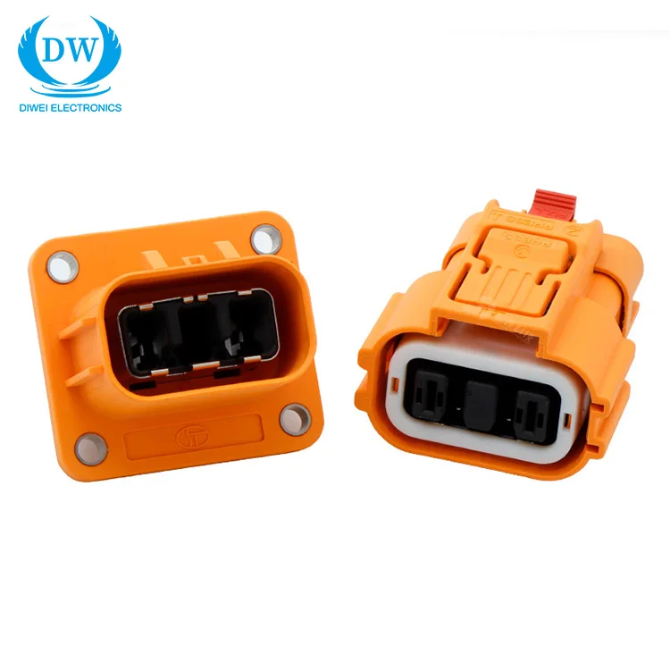 Conector de Alta Tensão de Dois Pólos para Veículo Elétrico Nova Energia Plugue Reto Masculino e Feminino para Soquetes Eletrônicos de Alta Conexão