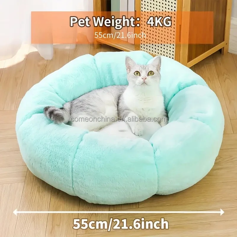 Soft And Comfortable Flower Cat Bed Plush Dog Mat Round Pet Cat Bed