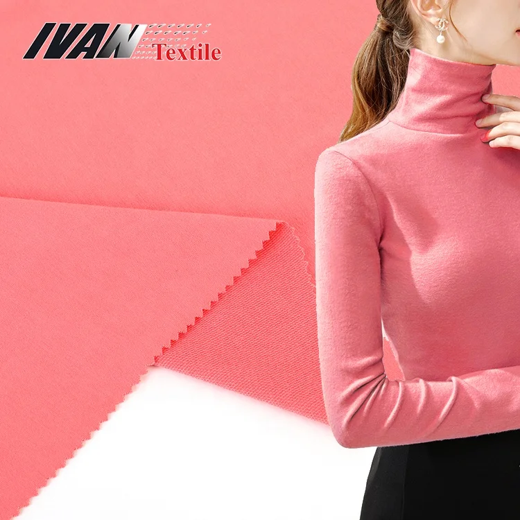 Solid 240GSM stretch plain dyed TR spandex french terry polyester rayon fabric for dress