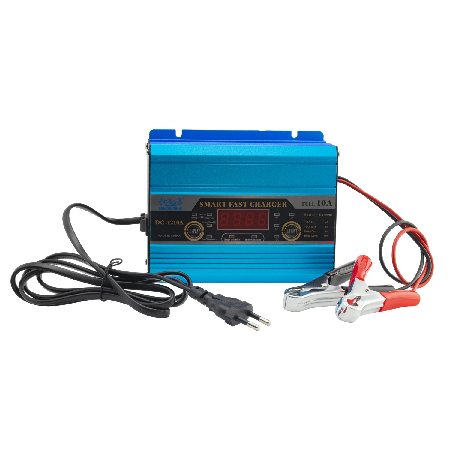 Sunchonglic LED Display 12 Volt 10A 12V Three Stage Smart Auto Lead Acid Car Battery Charger