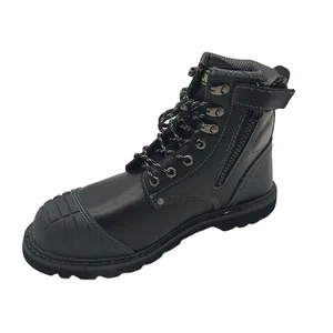 JDS Wholesale Construction Safety Shoes Classical Black Genuine Leather Steel Toe Non Slip Work Safety Man Boots
