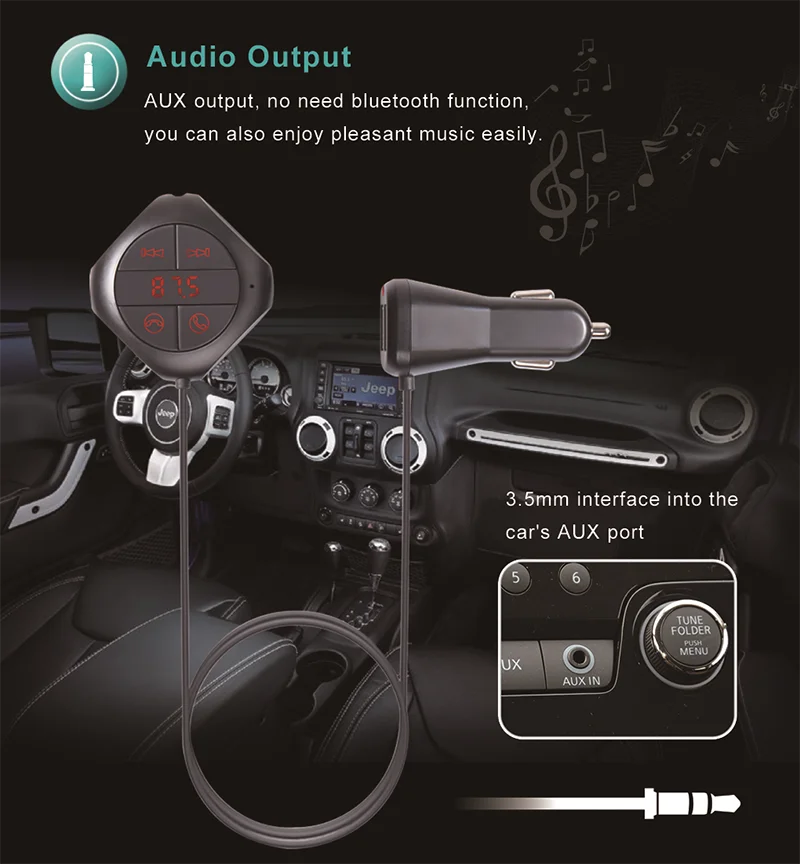 Handsfree Tf Card Aux Audio Stereo Mp3 Player Module 2 Usb Ports Phone