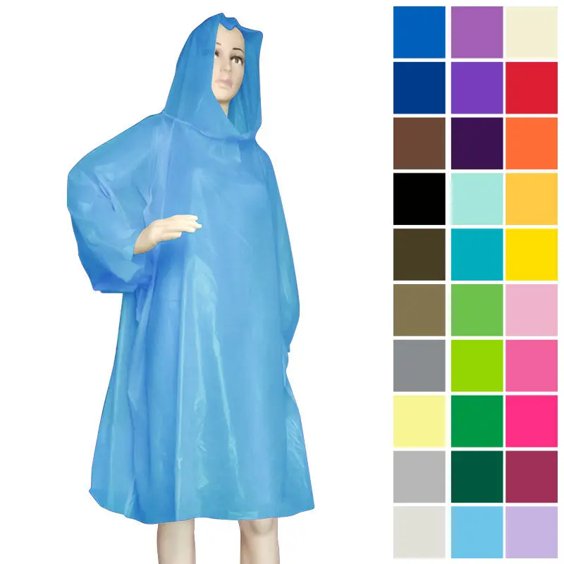 Factory Custom Printed Unisex Universal Waterproof Disposable Camping Hiking Travelling Emergency Rain Ponchos for Adults Kids