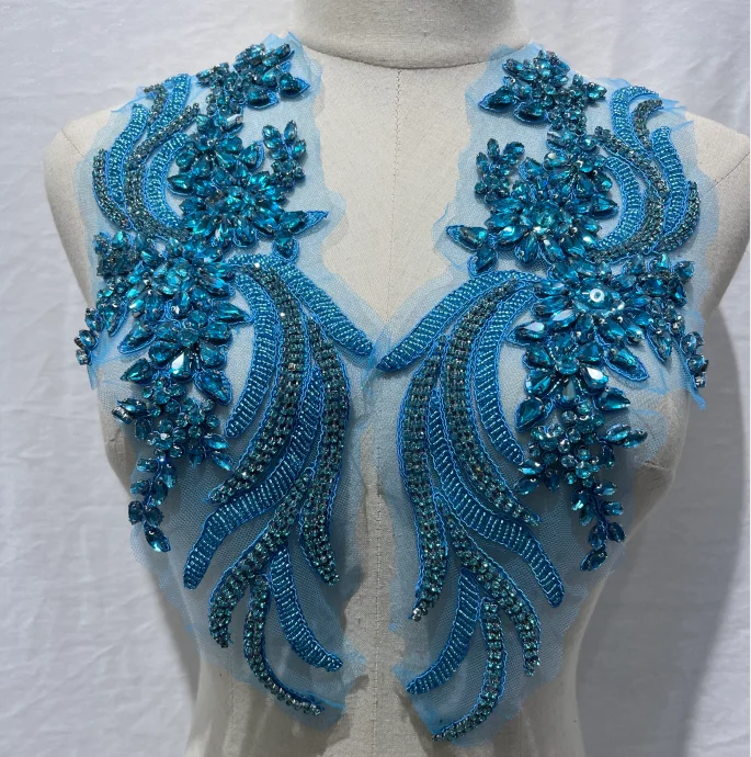 Bridal Sash Wedding Dress Crystal Patches Bodice Rhinestone Applique Patch  for Dress Sew on Rhinestone Beaded Bodice Embroidered